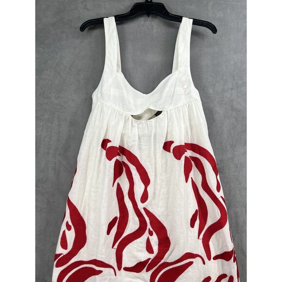 Anthropologie Front Cutout Maxi Dress Size XSmall White Red Sleeveless - Picture 5 of 12